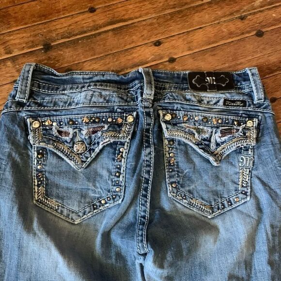 Miss Me bling sequin distressed western boot size 29 jeans - Picture 3 of 4